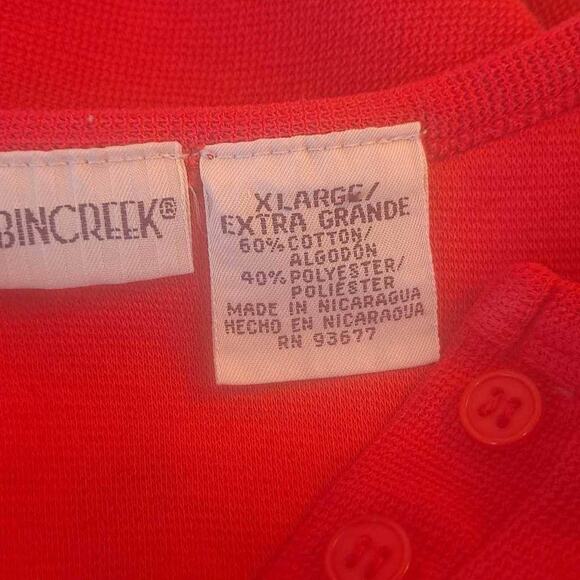 Cabin Creek Women's Henley Shirt Red Long Sleeve Buttons Crew Neck Preppy XL - Picture 5 of 7